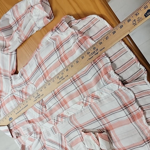 Cloth & Stone Orange White Lightweight Long Sleeve Button Down Shirt, Medium - Picture 6 of 8
